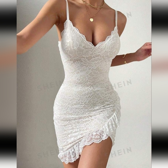 Lace dress white and nude Shein large NWT - Picture 2 of 7